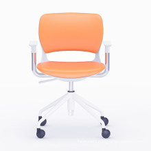 no moq four people workstation stackable plastic folding white color leather office chair